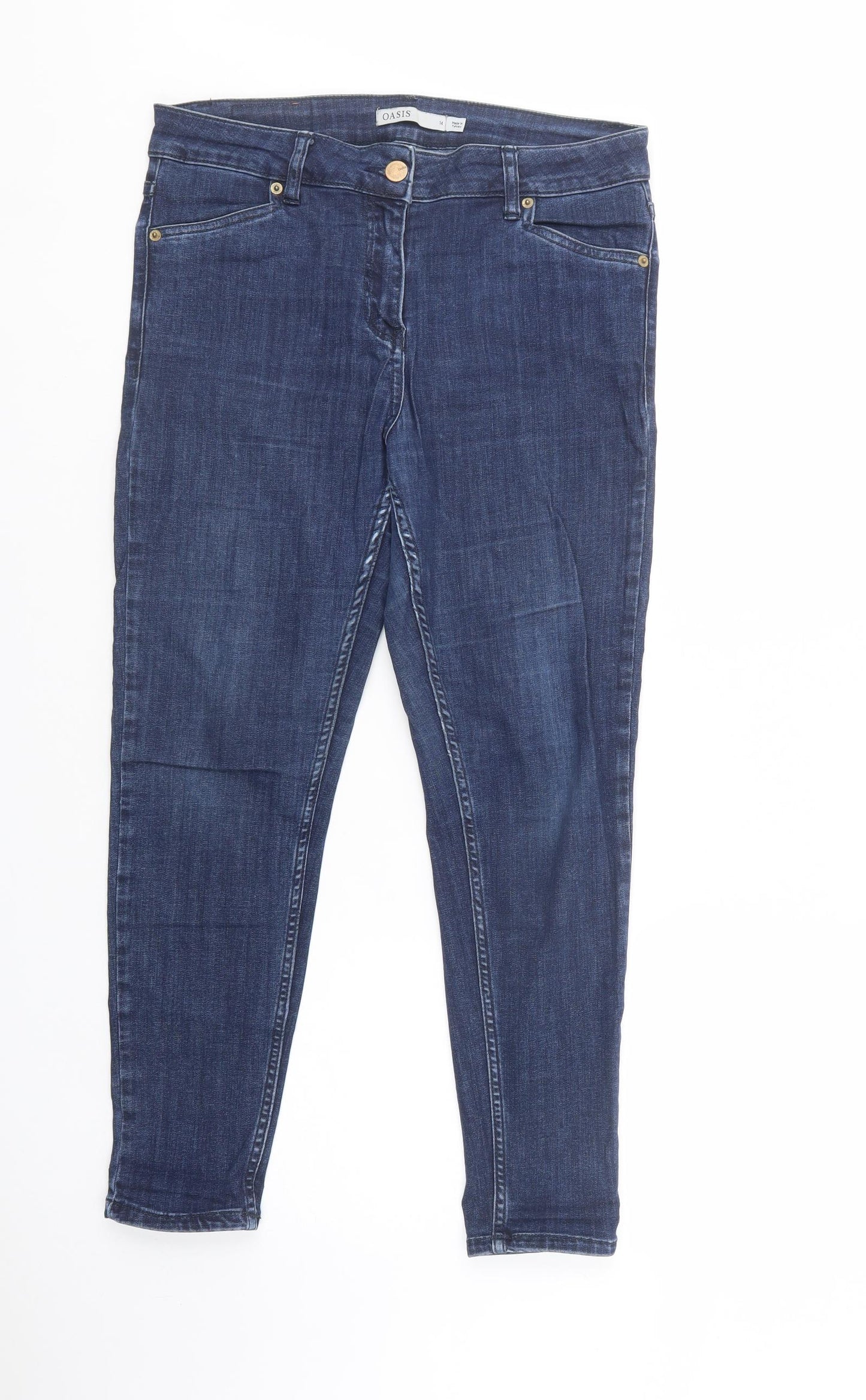 Oasis Womens Blue  Cotton Skinny Jeans Size 14  Regular Button