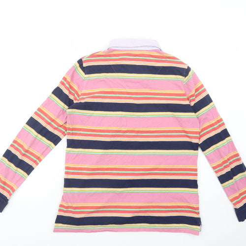 Crew Clothing Womens Multicoloured Striped Cotton Basic Polo Size 12 Collared