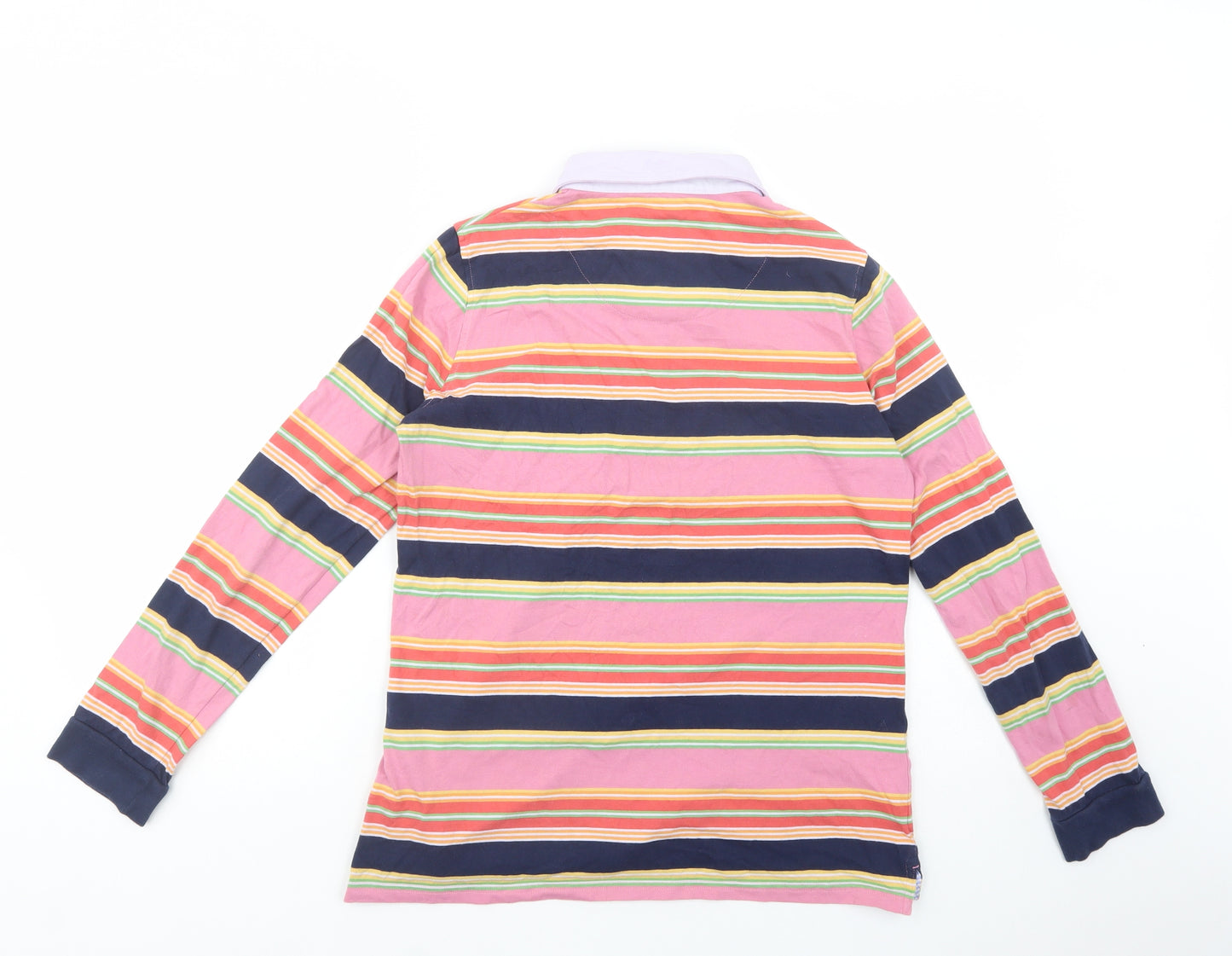 Crew Clothing Womens Multicoloured Striped Cotton Basic Polo Size 12 Collared