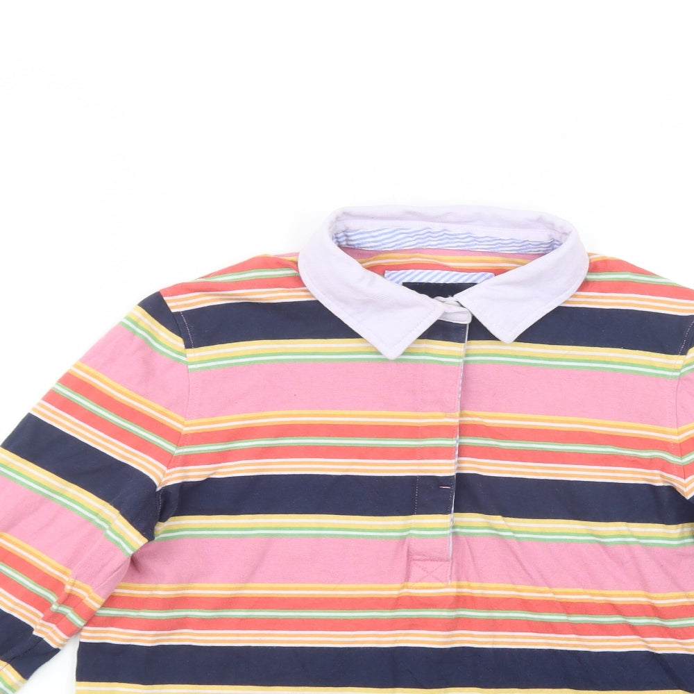 Crew Clothing Womens Multicoloured Striped Cotton Basic Polo Size 12 Collared