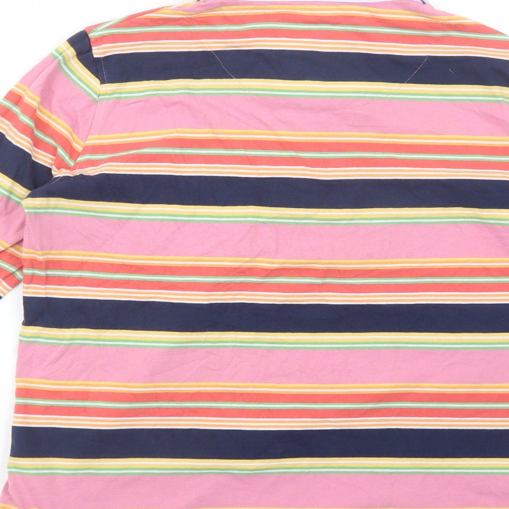 Crew Clothing Womens Multicoloured Striped Cotton Basic Polo Size 12 Collared