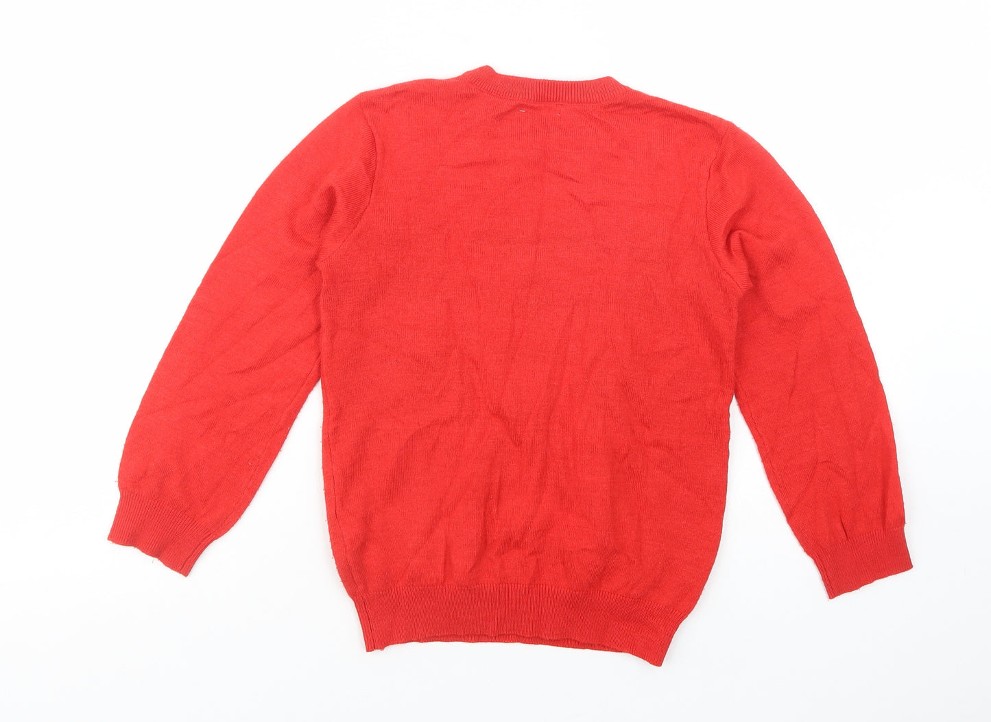 Primark Girls Red Crew Neck  Polyester Pullover Jumper Size 8-9 Years  Pullover - Christmas Jumper
