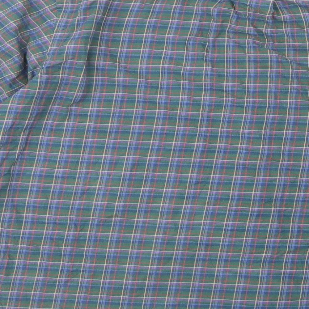Ralph Lauren` Mens Green Plaid Cotton  Button-Up Size L Collared Button
