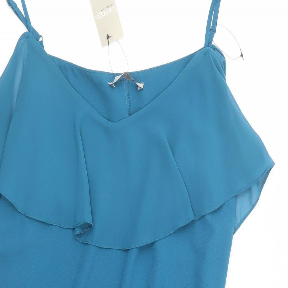 George Womens Blue  Polyester Shift  Size 16  V-Neck Pullover