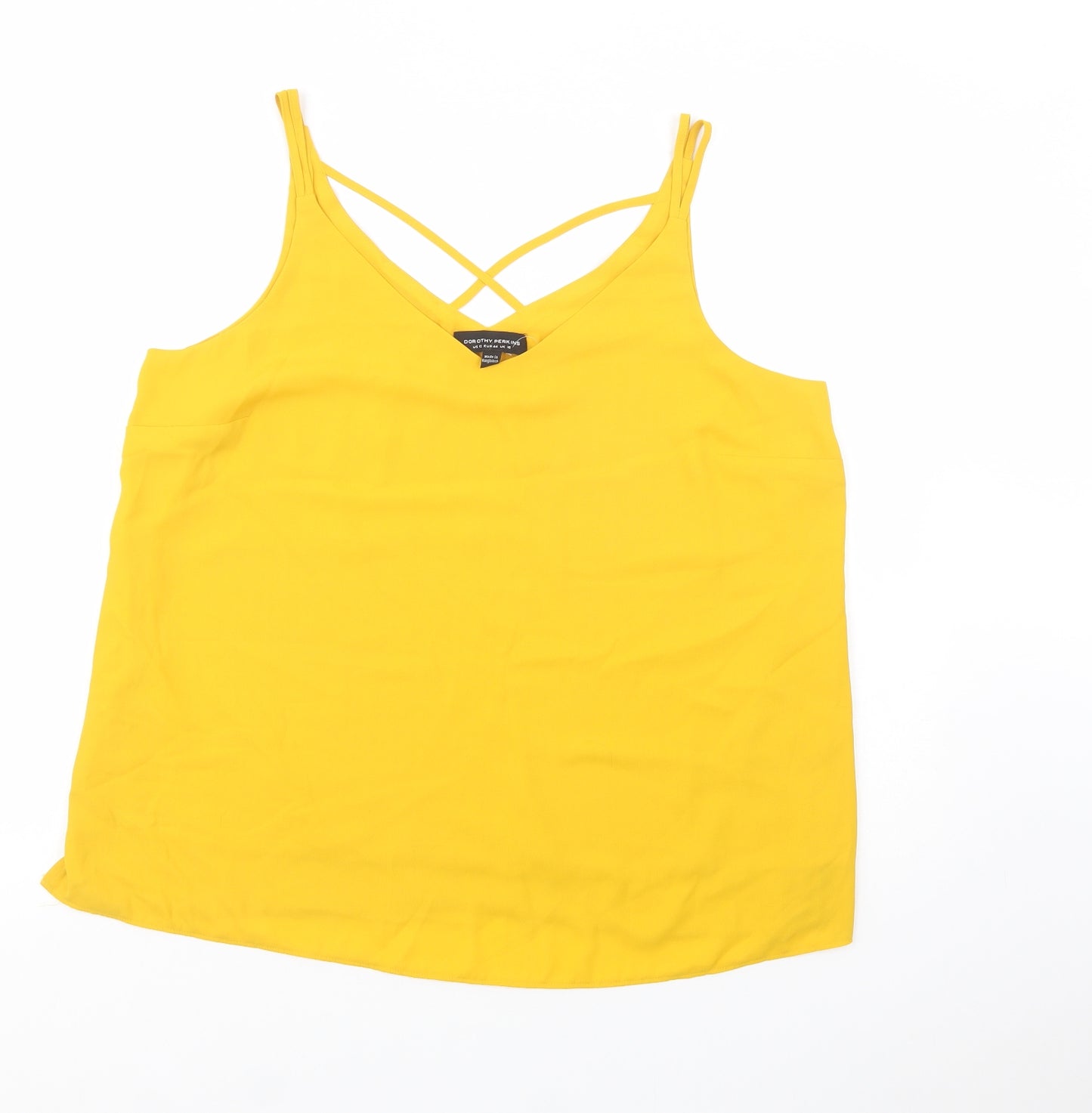 Dorothy Perkins Womens Yellow  Polyester Basic Tank Size 16 V-Neck