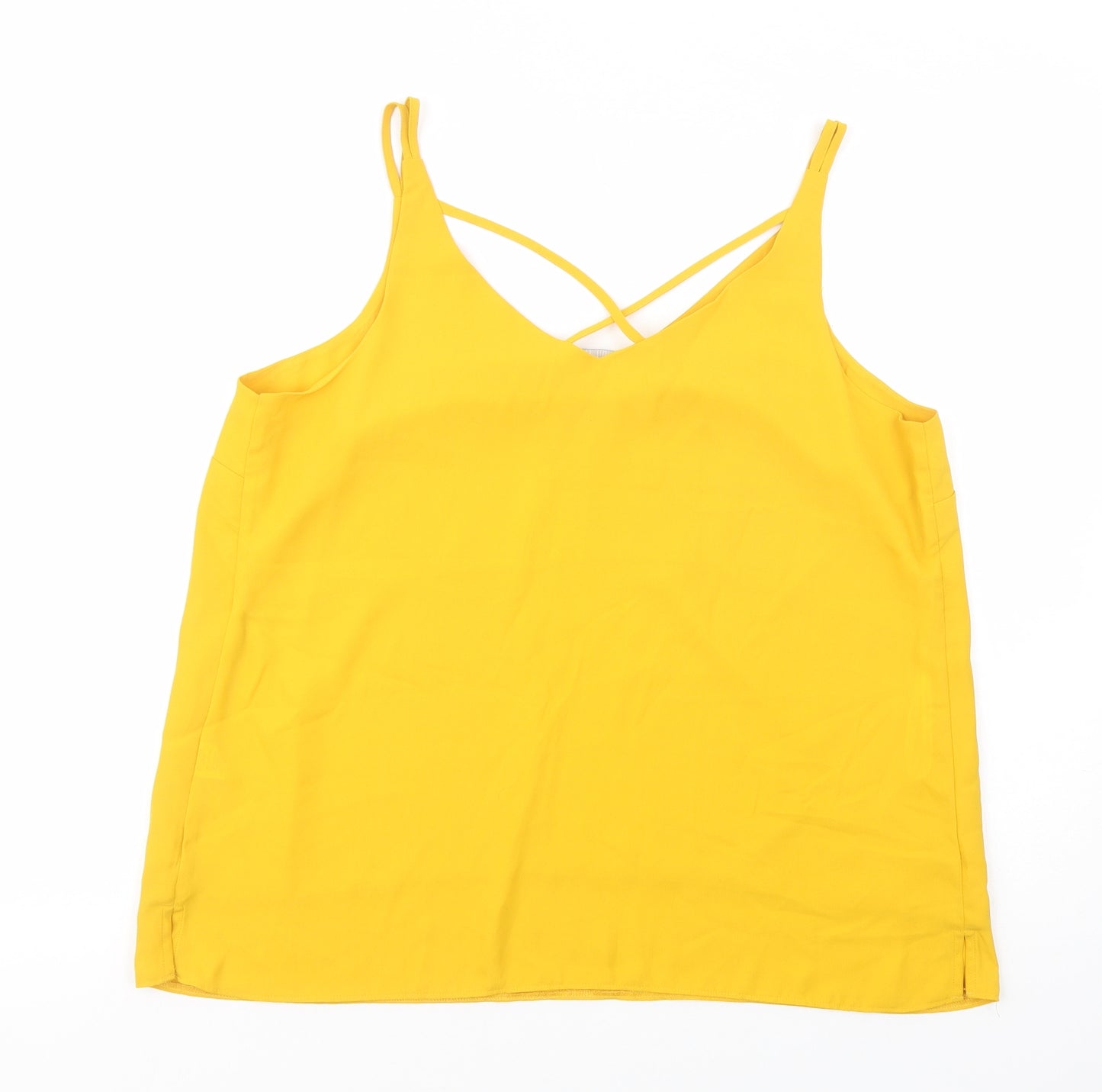 Dorothy Perkins Womens Yellow  Polyester Basic Tank Size 16 V-Neck