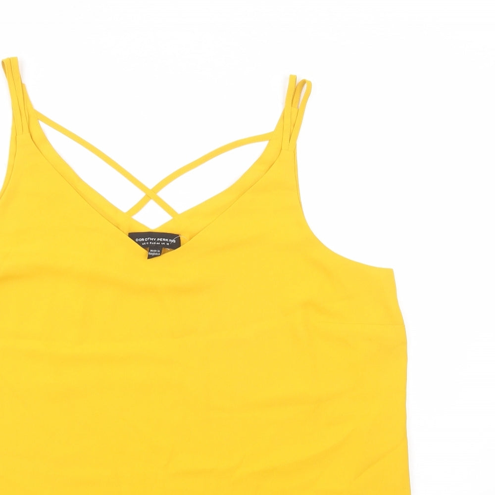 Dorothy Perkins Womens Yellow  Polyester Basic Tank Size 16 V-Neck