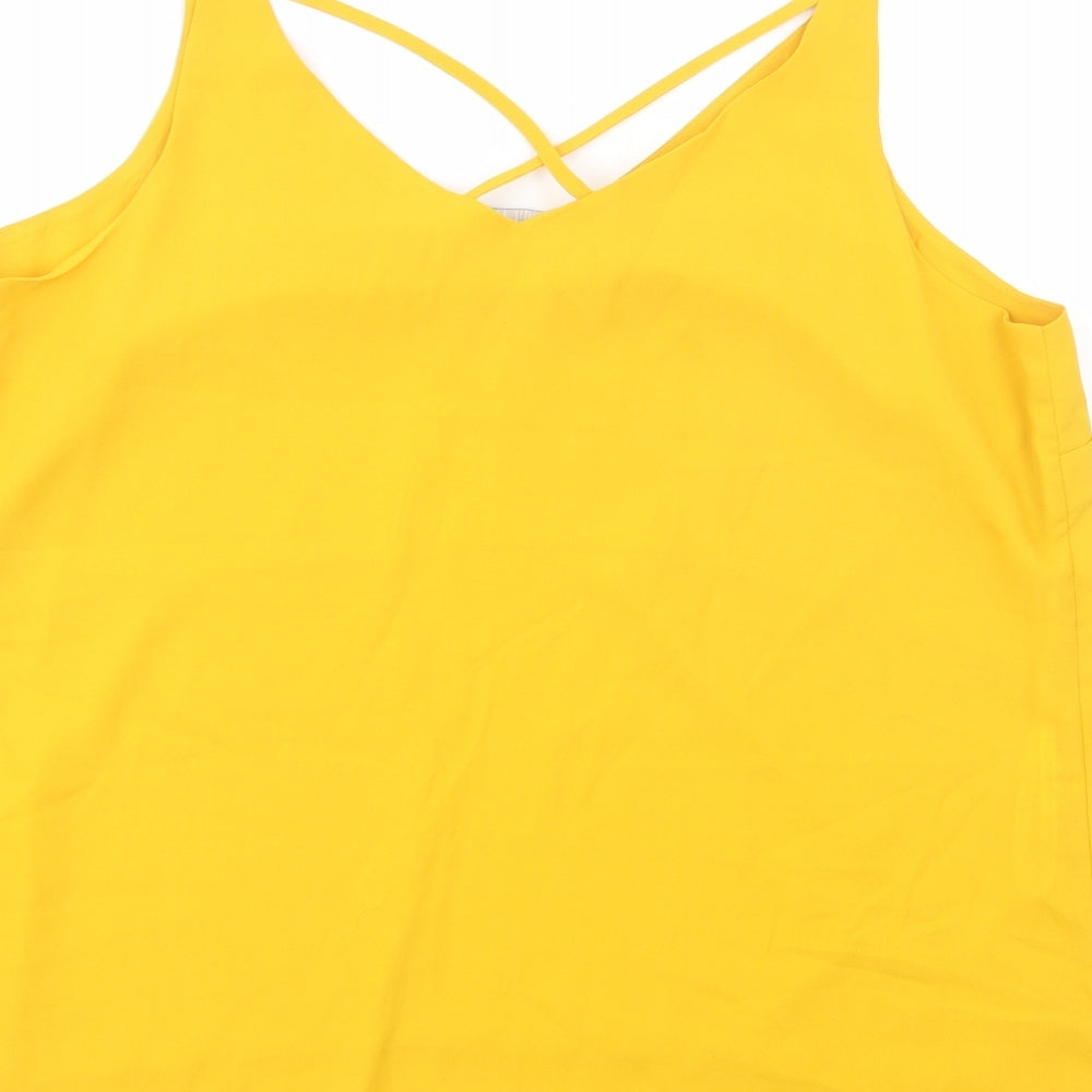 Dorothy Perkins Womens Yellow  Polyester Basic Tank Size 16 V-Neck