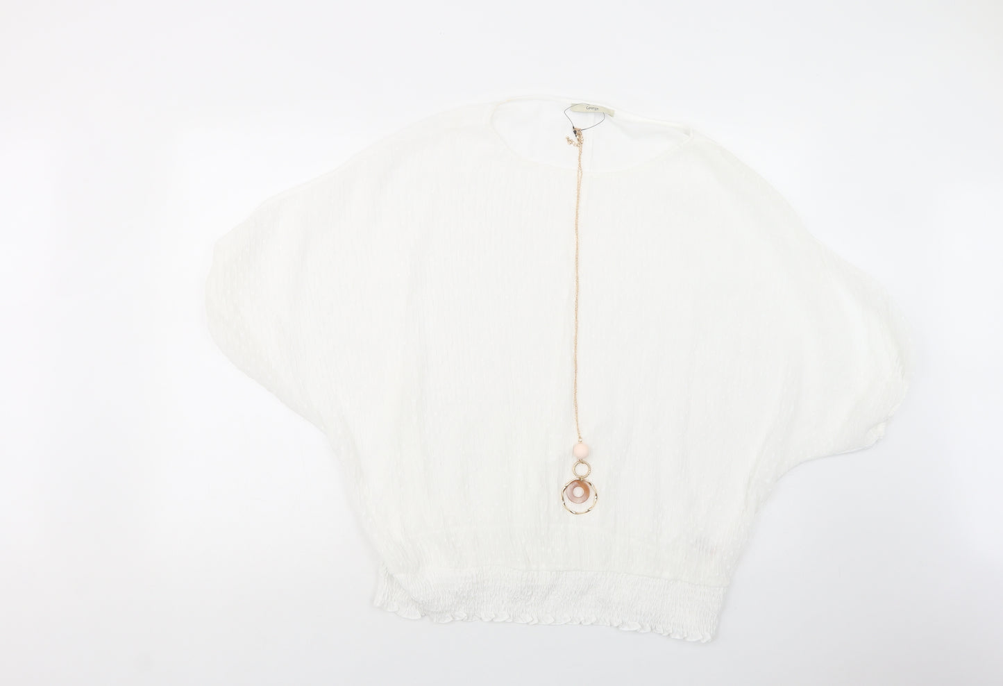 George Womens White  Polyester Basic Blouse Size 16 Boat Neck - Chain Necklace