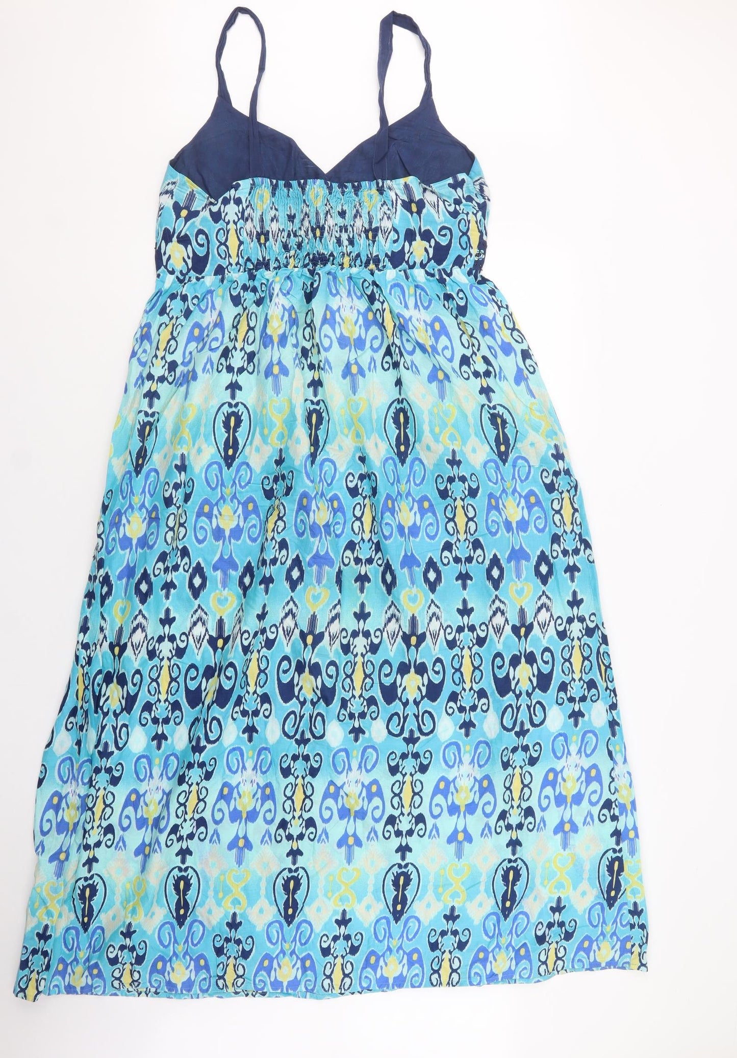 TU Womens Blue Geometric Cotton Maxi  Size 16  Sweetheart Pullover