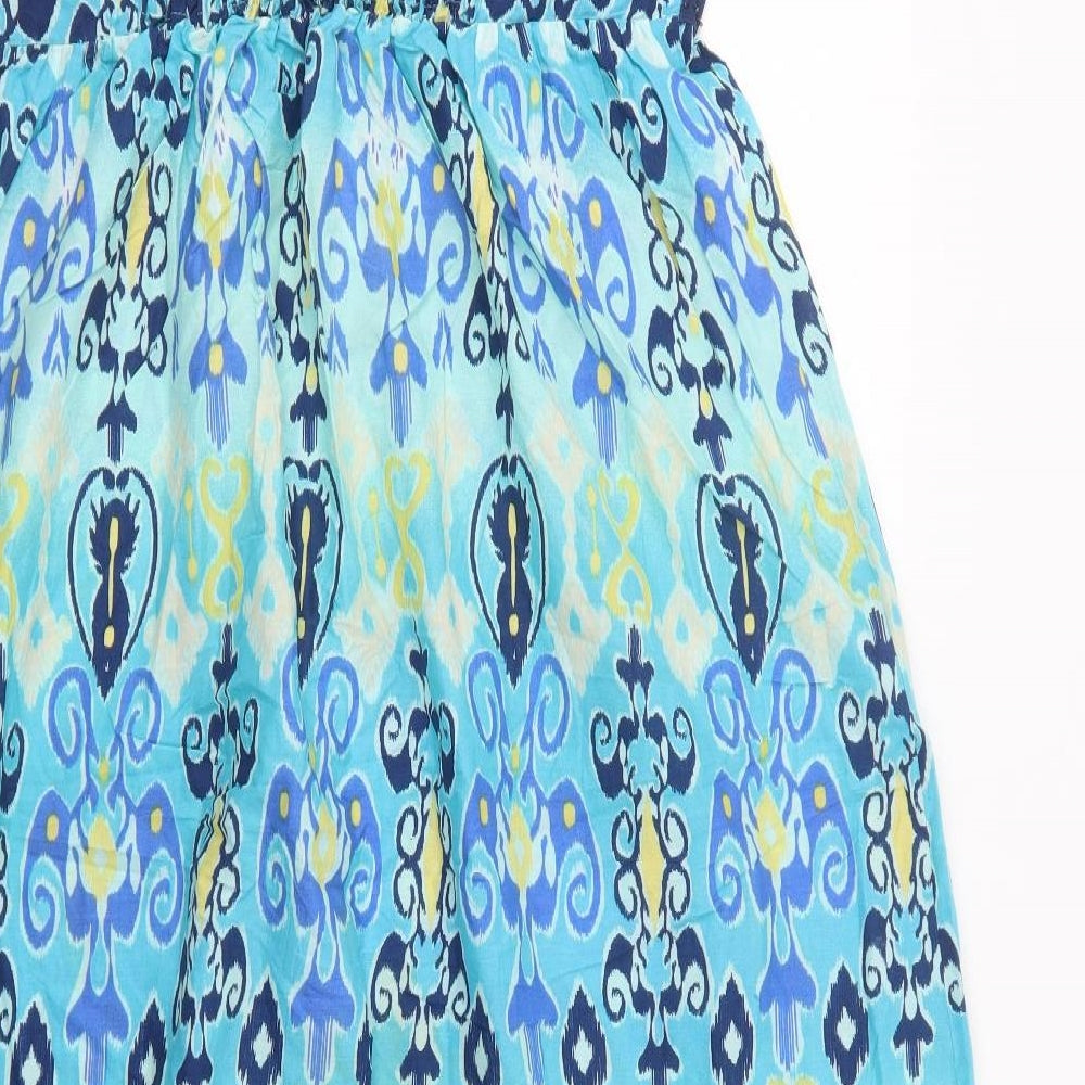 TU Womens Blue Geometric Cotton Maxi  Size 16  Sweetheart Pullover