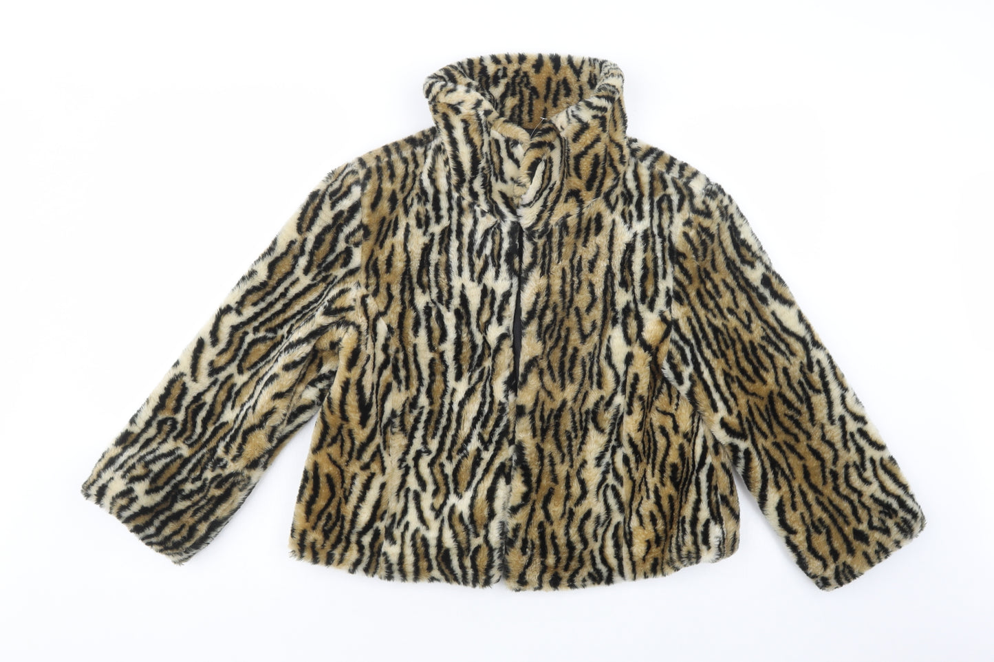 Atmosphere Womens Beige Animal Print  Jacket Blazer Size 12  Hook & Eye