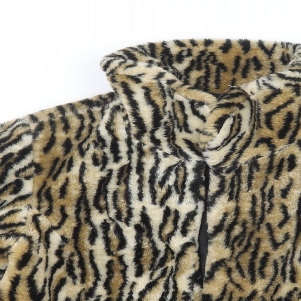 Atmosphere Womens Beige Animal Print  Jacket Blazer Size 12  Hook & Eye