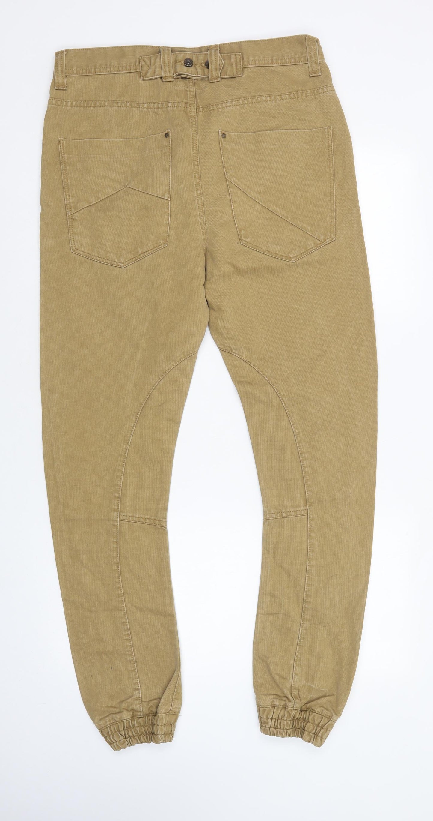 Soviet Mens Beige  Cotton Skinny Jeans Size 30 in L32 in Regular Button