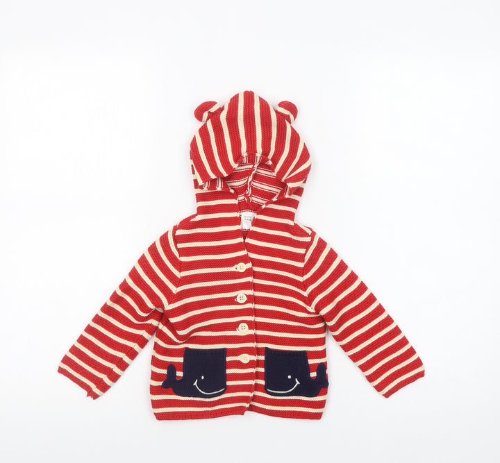 Gap Baby Red Striped Cotton Cardigan Jumper Size 12-18 Months  Button