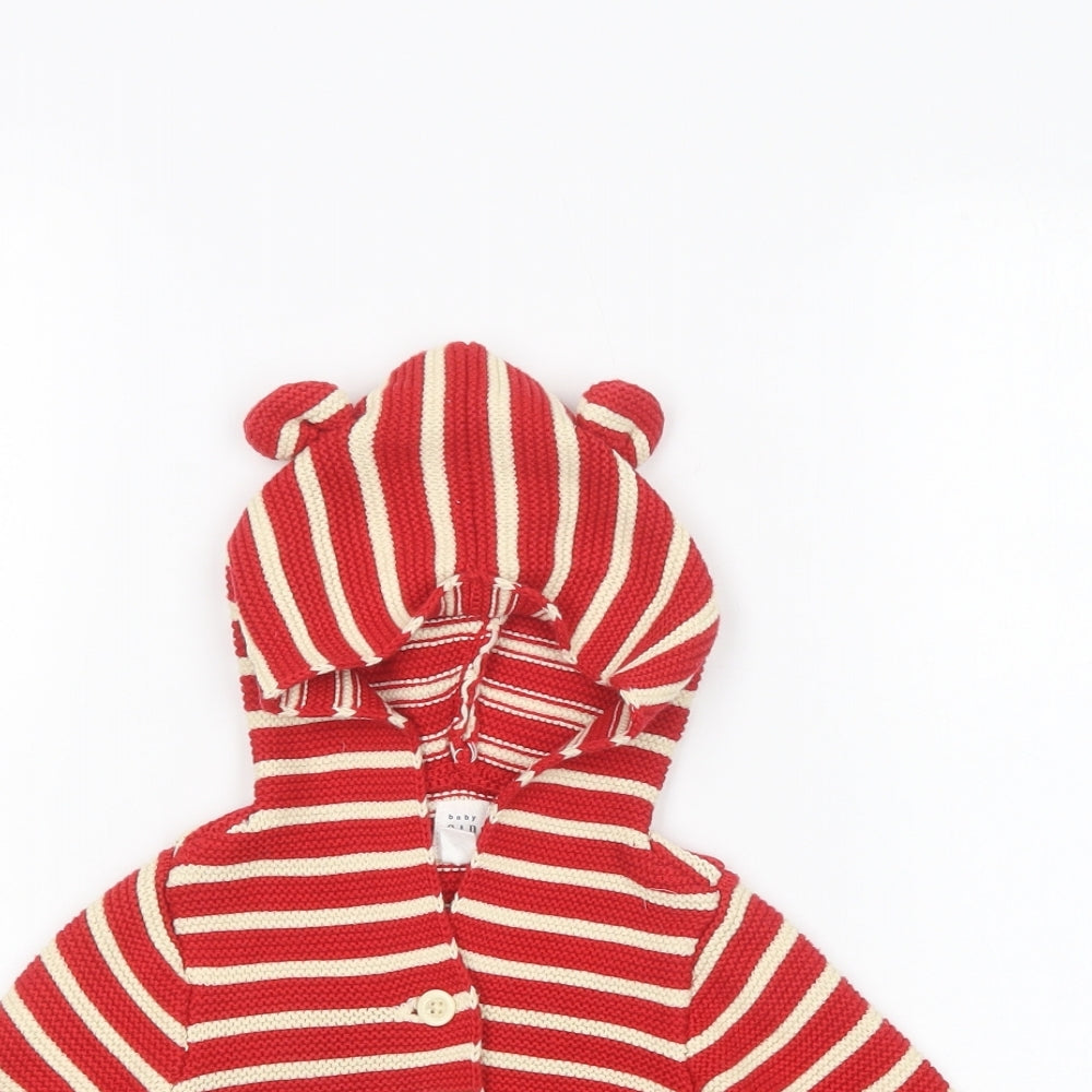 Gap Baby Red Striped Cotton Cardigan Jumper Size 12-18 Months  Button