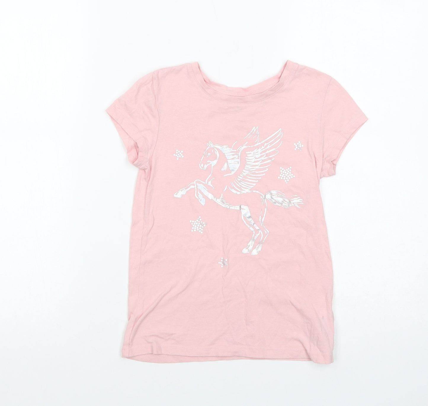 Gap Girls Pink  Cotton Basic T-Shirt Size 8-9 Years Crew Neck Pullover - Unicorn