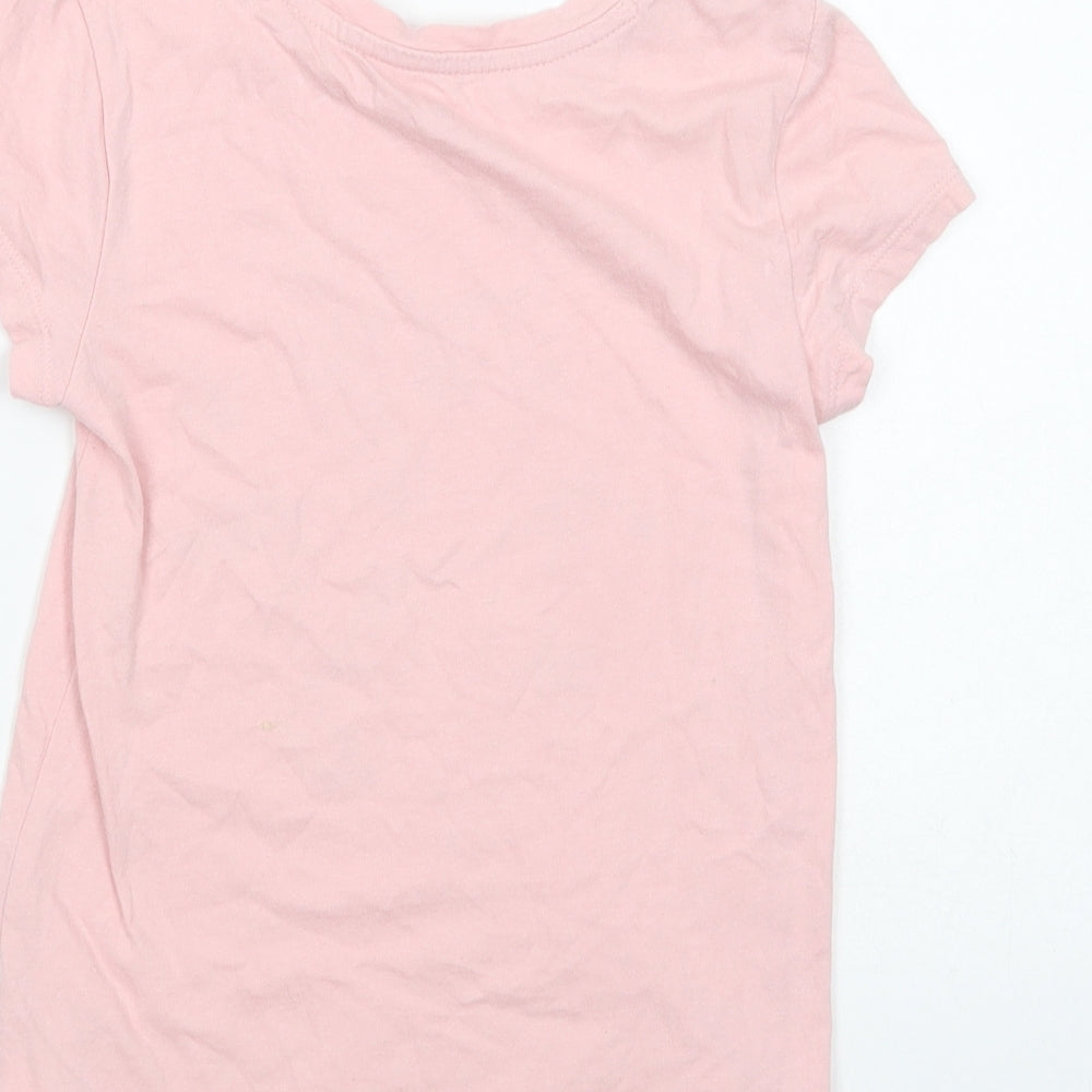 Gap Girls Pink  Cotton Basic T-Shirt Size 8-9 Years Crew Neck Pullover - Unicorn