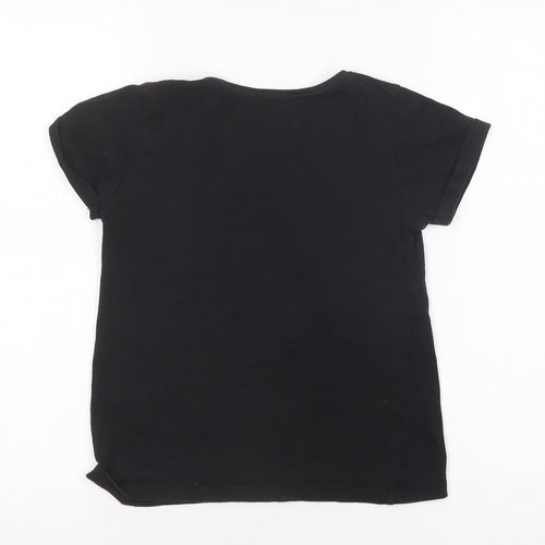Primark Girls Black  Cotton Basic T-Shirt Size 9-10 Years Crew Neck Pullover - Good Vibes Only