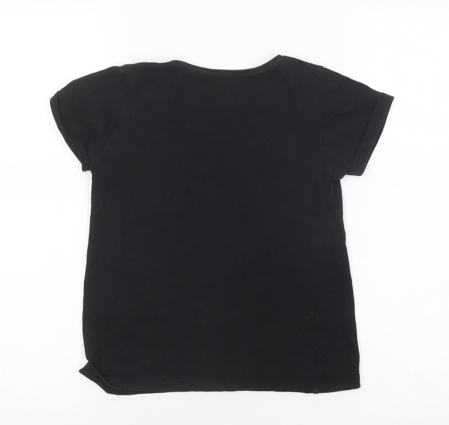 Primark Girls Black  Cotton Basic T-Shirt Size 9-10 Years Crew Neck Pullover - Good Vibes Only