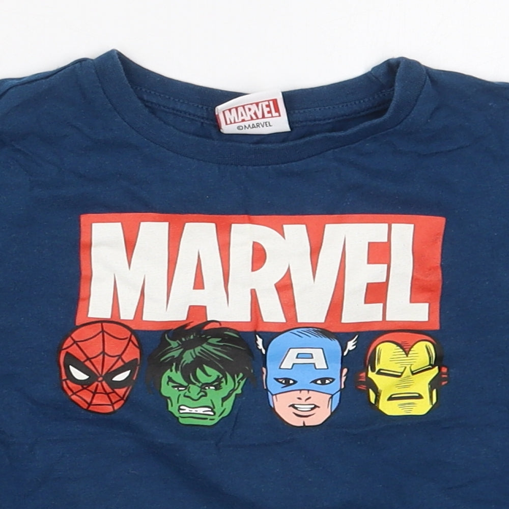 Pep&Co Boys Blue  Cotton Basic T-Shirt Size 5-6 Years Crew Neck Pullover - Marvel