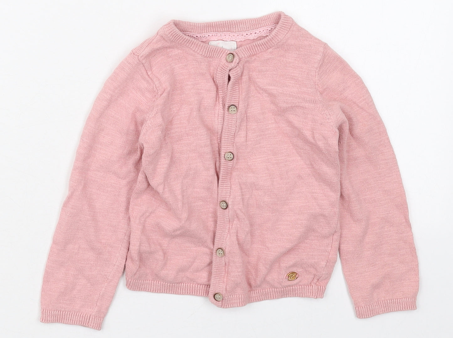 Mothercare Girls Pink  Cotton Cardigan Jumper Size 18-24 Months  Button
