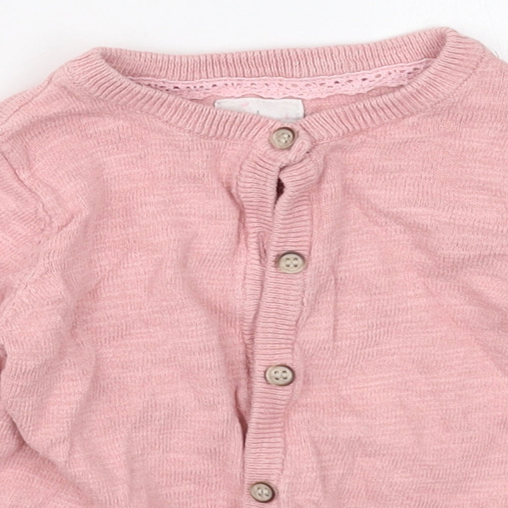 Mothercare Girls Pink  Cotton Cardigan Jumper Size 18-24 Months  Button