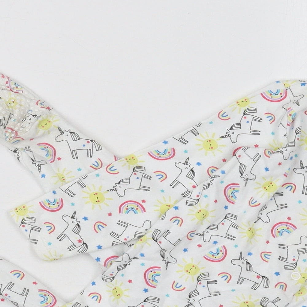 Primark Girls White Solid Cotton Cami One Piece Size 18-24 Months  Button - Unicorns