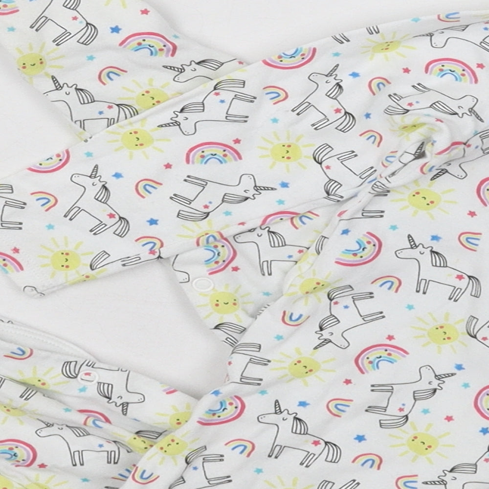 Primark Girls White Solid Cotton Cami One Piece Size 18-24 Months  Button - Unicorns