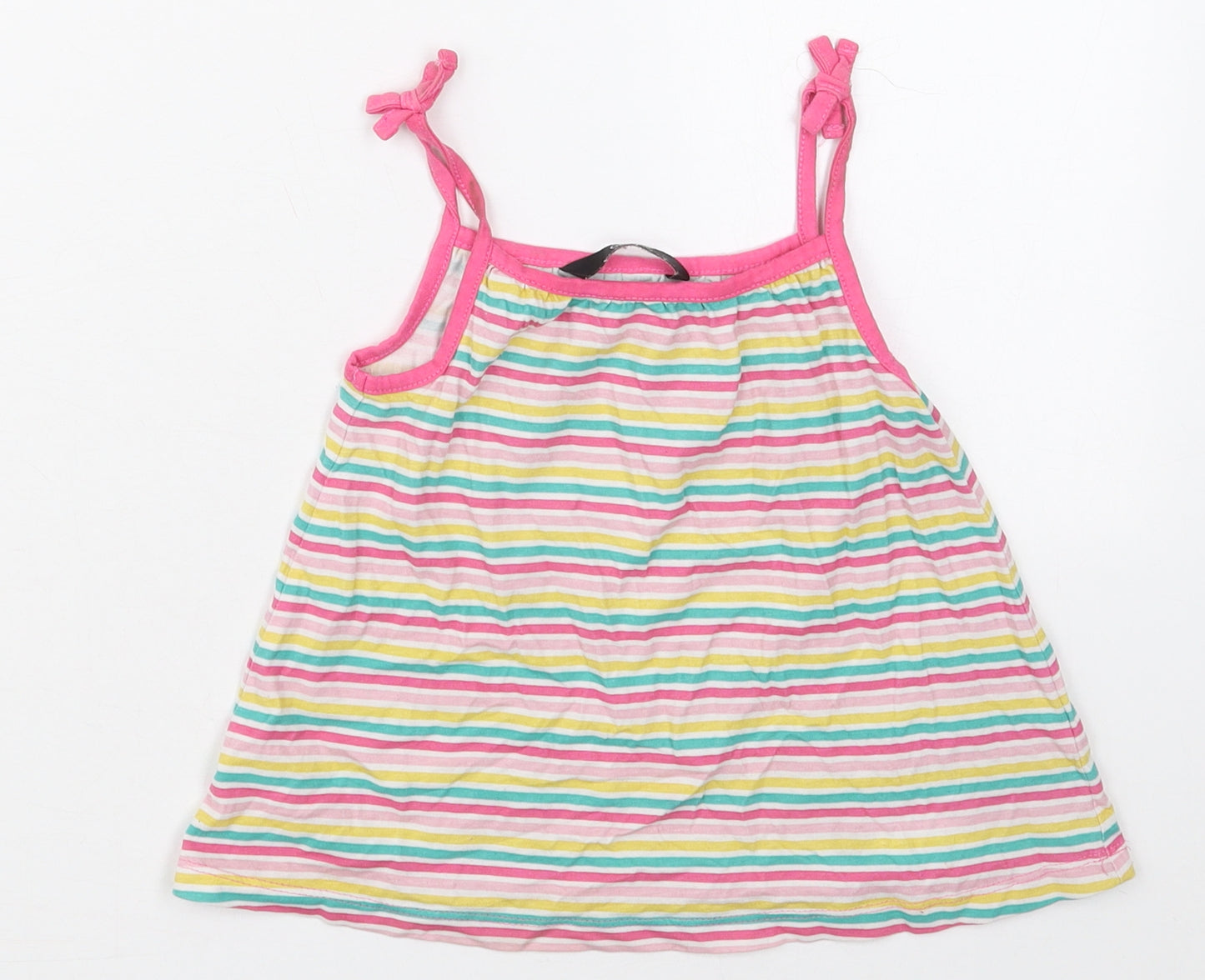 George Girls Pink Striped Cotton Basic Tank Size 3-4 Years Scoop Neck Pullover - Yellow and Green