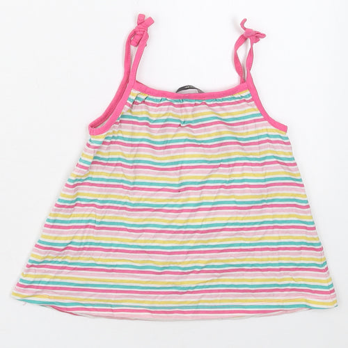 George Girls Pink Striped Cotton Basic Tank Size 3-4 Years Scoop Neck Pullover - Yellow and Green