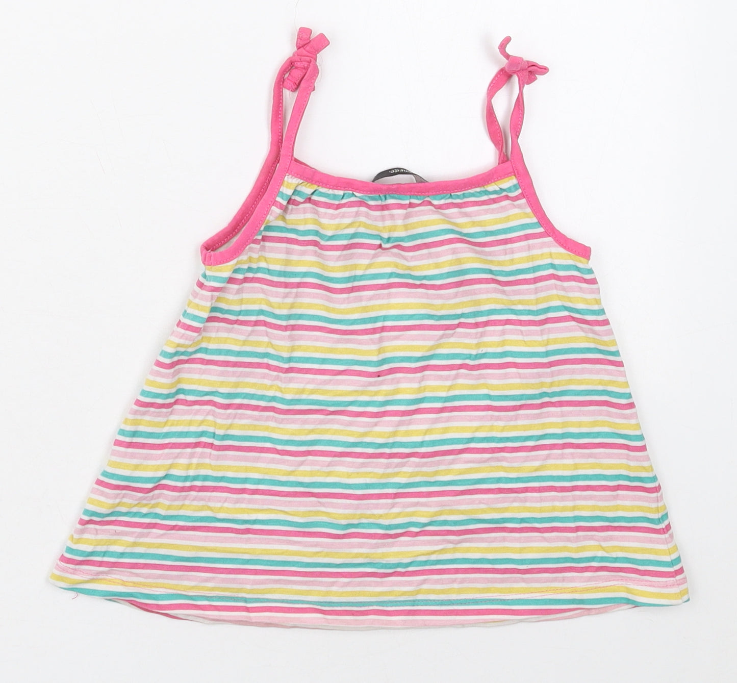 George Girls Pink Striped Cotton Basic Tank Size 3-4 Years Scoop Neck Pullover - Yellow and Green