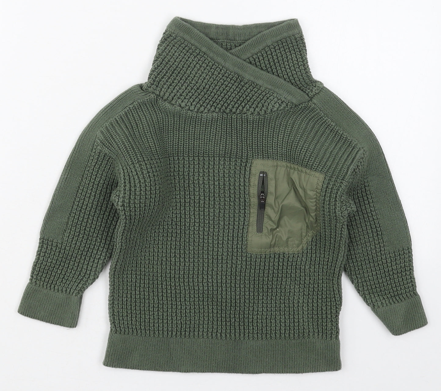 NEXT Boys Green High Neck  Cotton Pullover Jumper Size 3 Years  Pullover