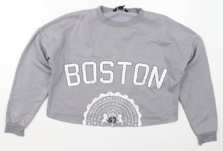 New Look Girls Grey  Polyester Pullover Sweatshirt Size 14-15 Years  Pullover - Boston