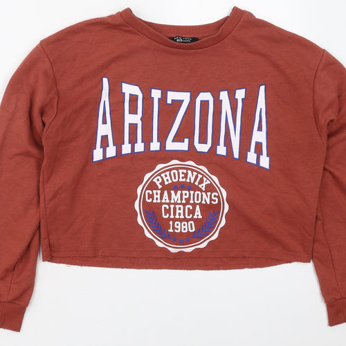 New Look Girls Brown  Cotton Pullover Sweatshirt Size 14-15 Years  Pullover - Arizona