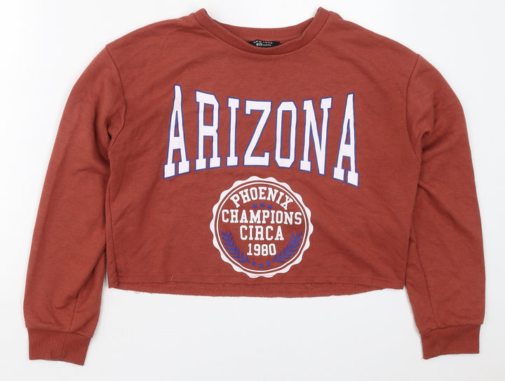 New Look Girls Brown  Cotton Pullover Sweatshirt Size 14-15 Years  Pullover - Arizona