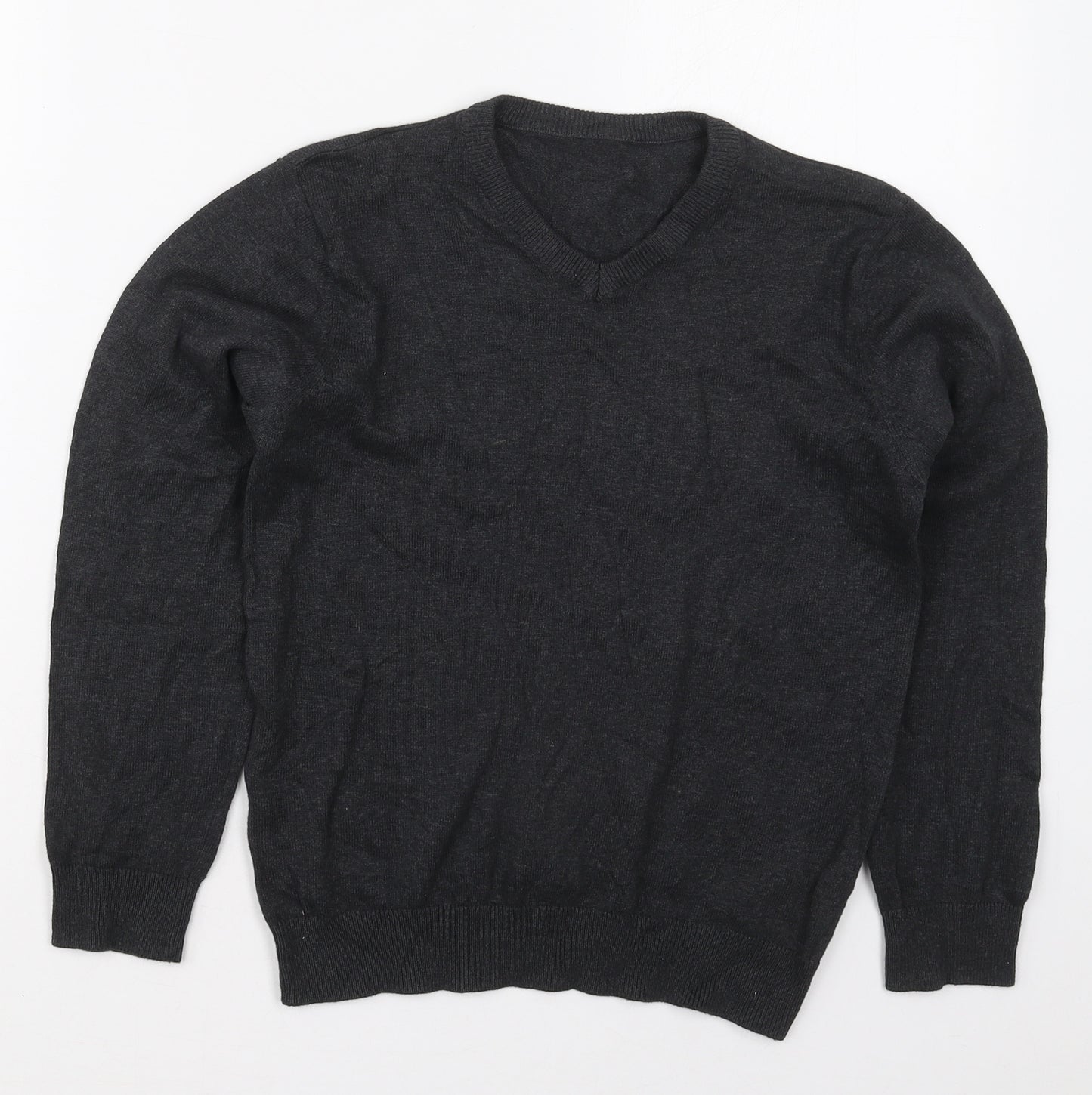 F&F Boys Grey V-Neck  Cotton Pullover Jumper Size 9-10 Years  Pullover