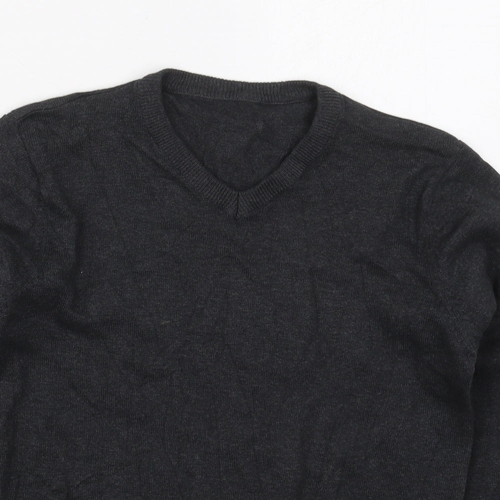 F&F Boys Grey V-Neck  Cotton Pullover Jumper Size 9-10 Years  Pullover
