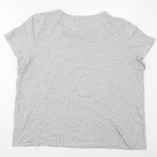Primark Womens Grey  Cotton Basic T-Shirt Size 22 Round Neck - Daisies Love Me Not