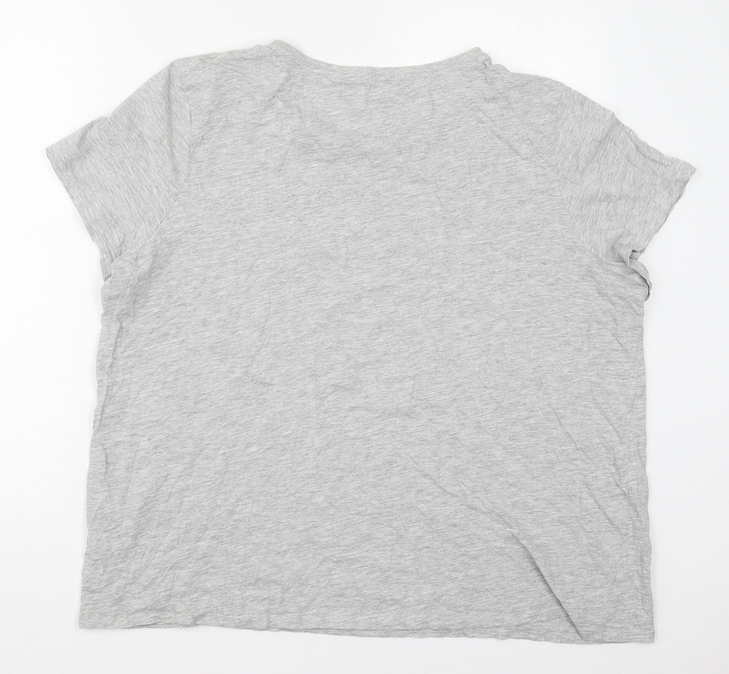 Primark Womens Grey  Cotton Basic T-Shirt Size 22 Round Neck - Daisies Love Me Not