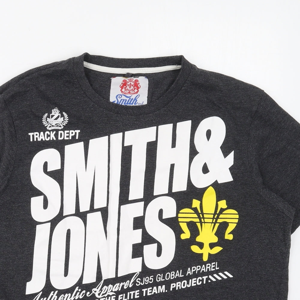 Smith & Jones Mens Grey  Polyester  T-Shirt Size L Crew Neck