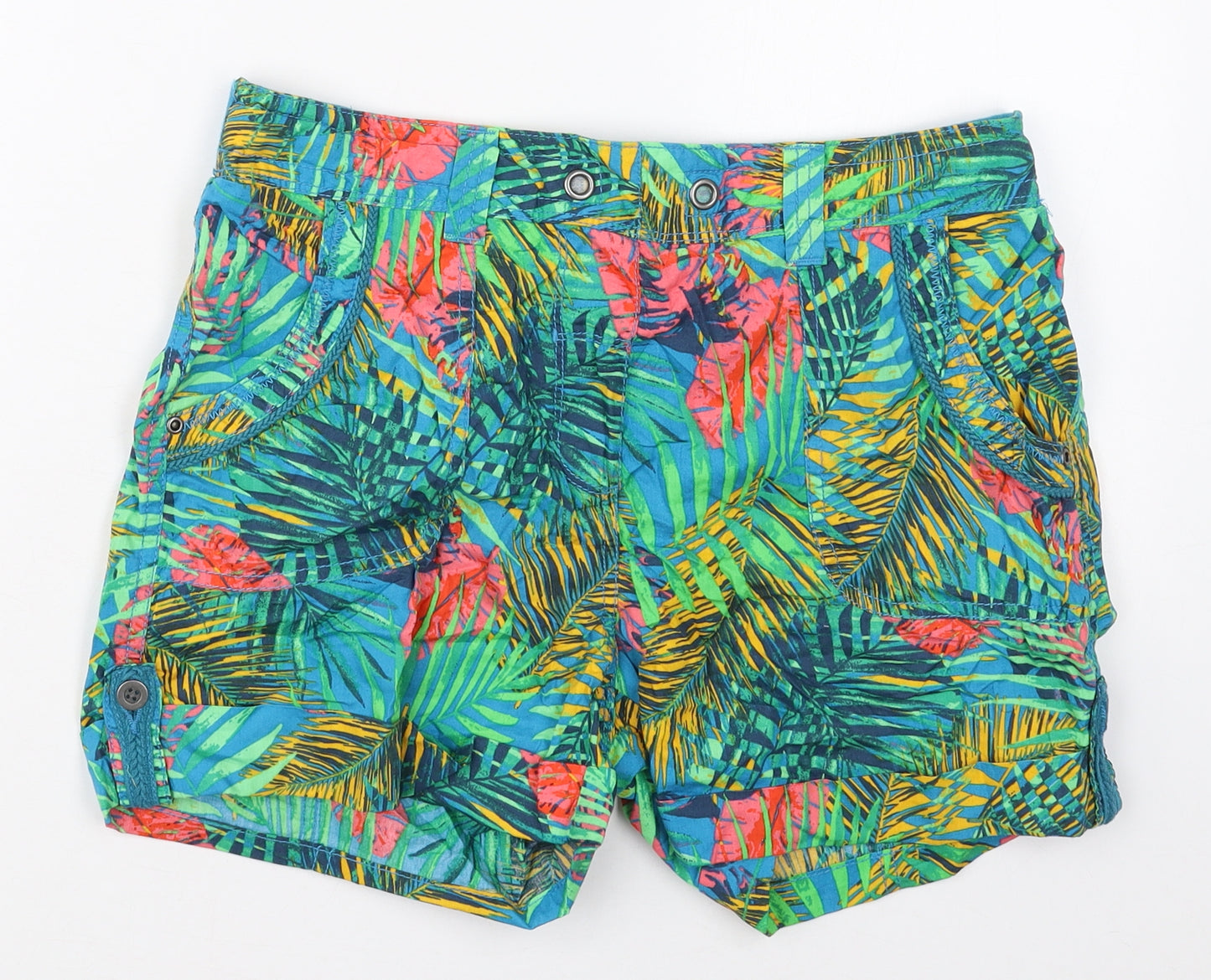 George Womens Blue Floral Cotton Bermuda Shorts Size 10 L3 in Regular  - Leaf Prints