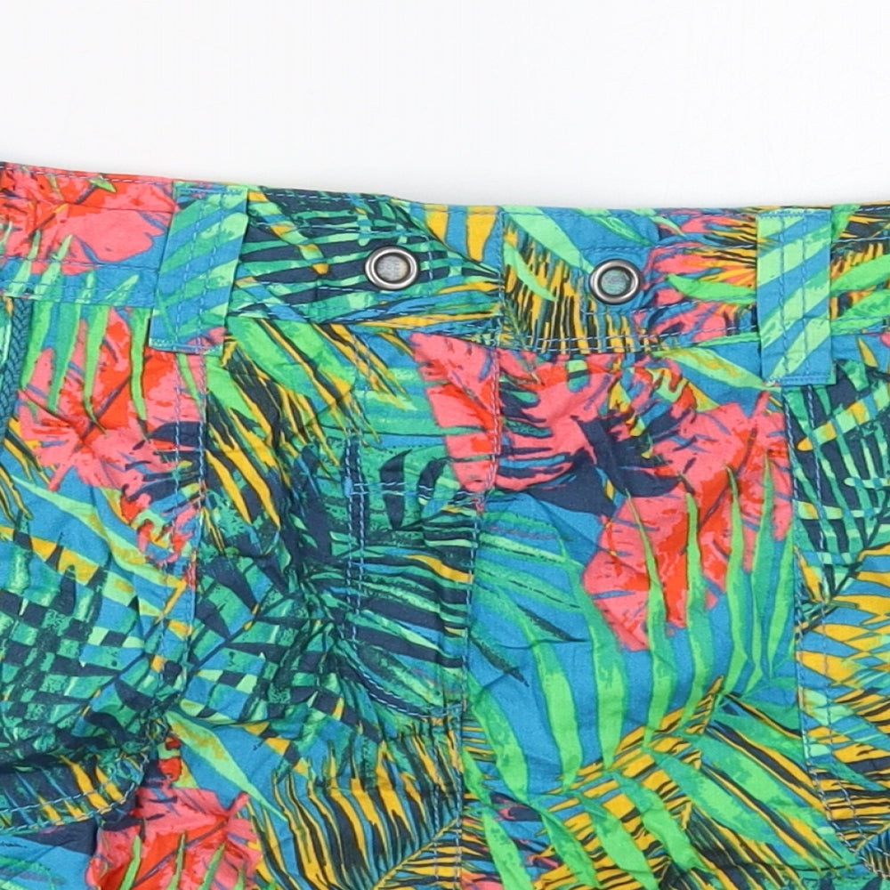 George Womens Blue Floral Cotton Bermuda Shorts Size 10 L3 in Regular  - Leaf Prints