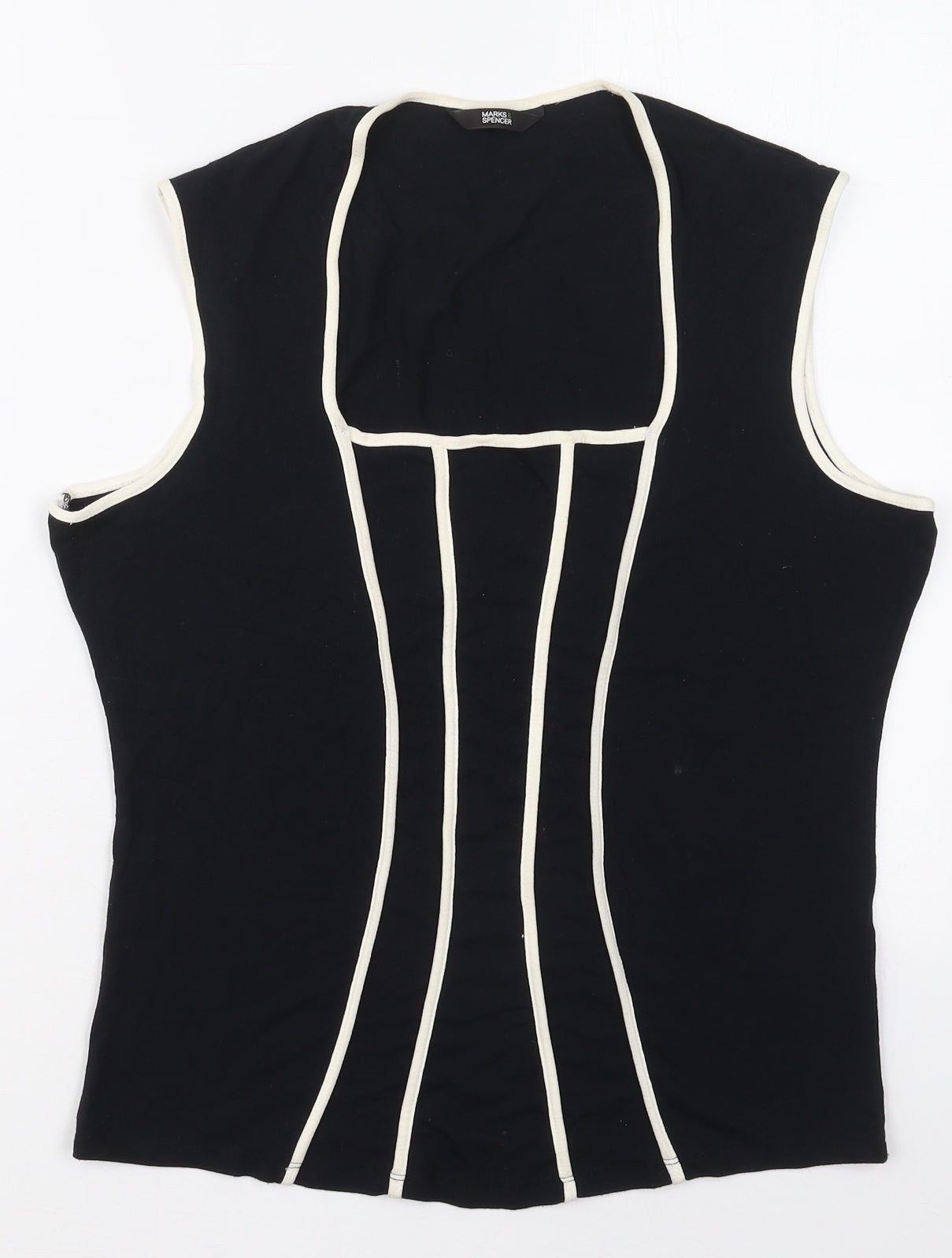 Marks and Spencer Womens Black  Viscose Basic Tank Size 16 Square Neck