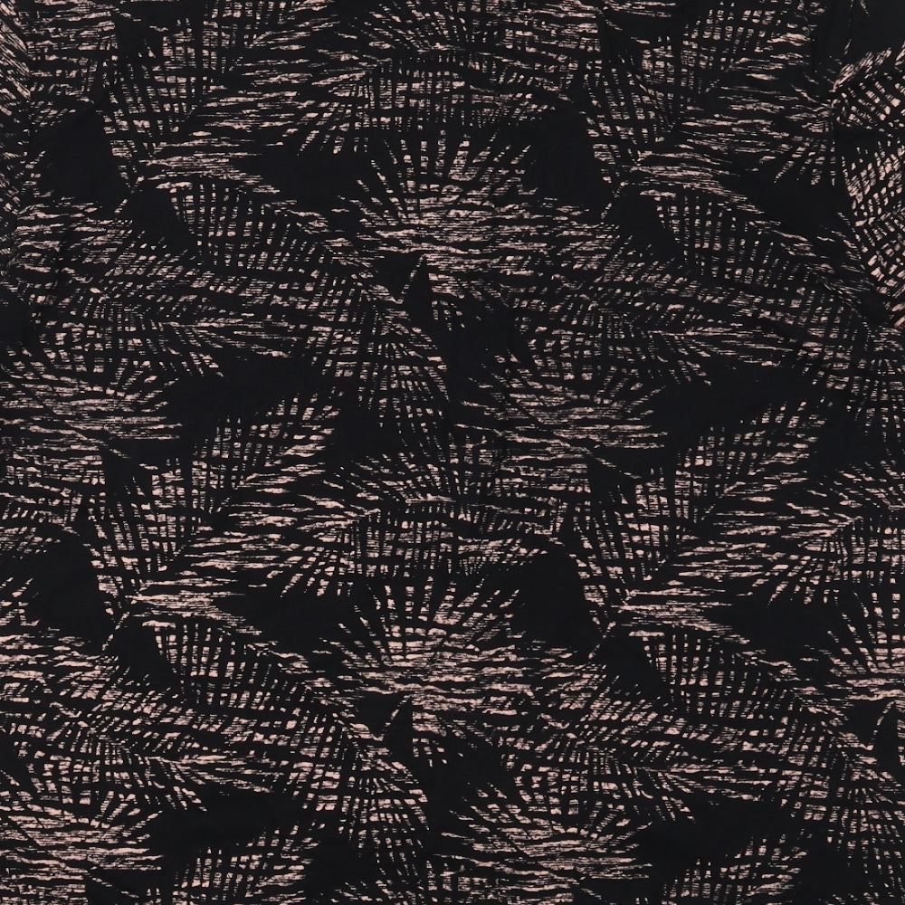 F&F Mens Black  Cotton  Polo Size L Collared Pullover - Leaf Prints