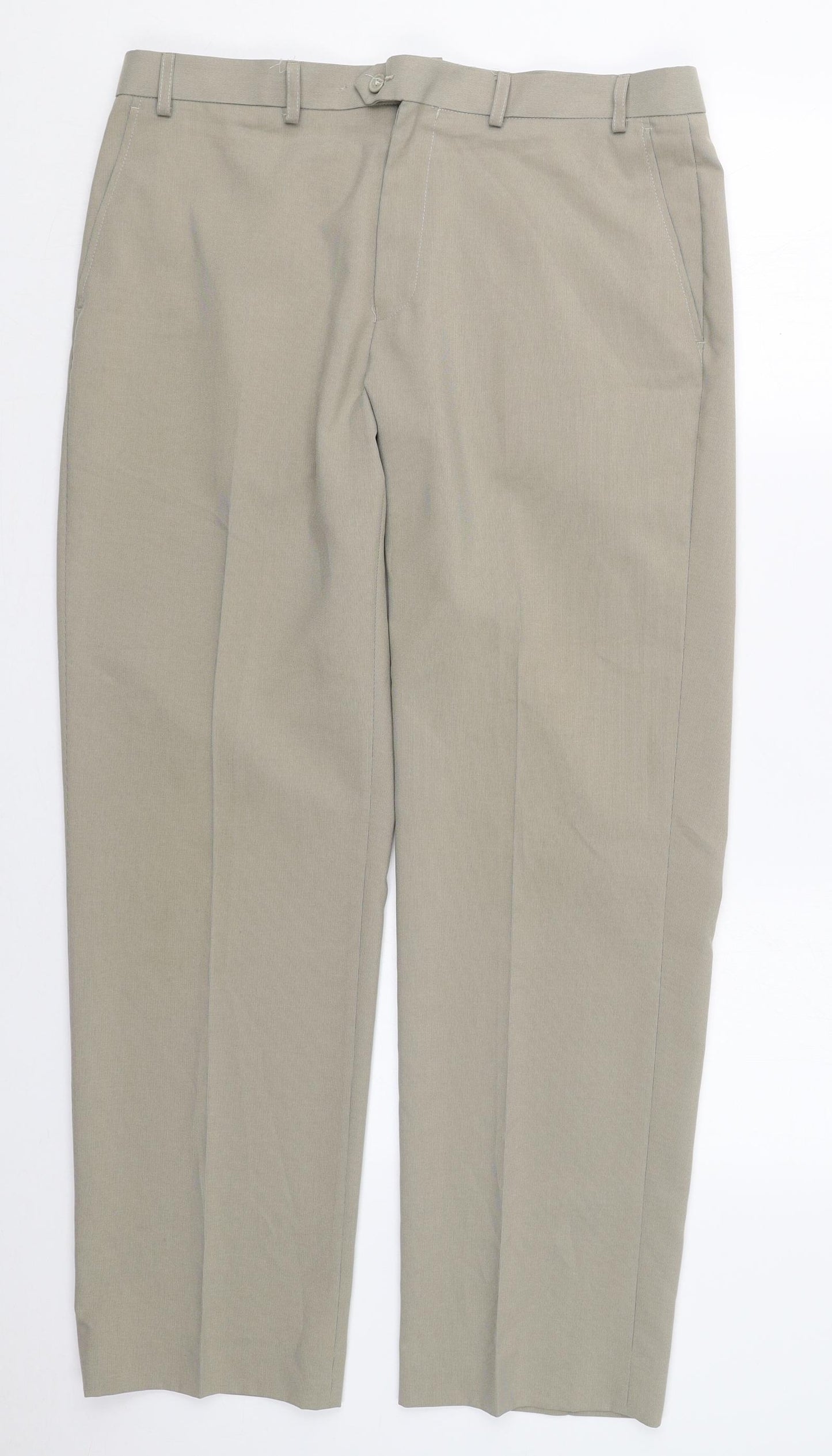 Marks and Spencer Mens Beige  Polyester Trousers  Size 36 L31 in Regular Button