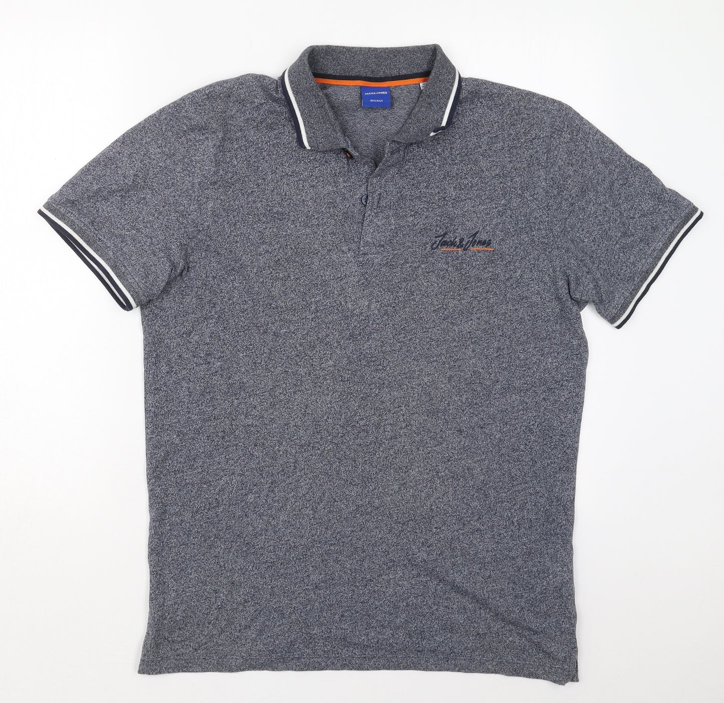 JACK & JONES Mens Blue  Cotton  Polo Size M Collared Pullover