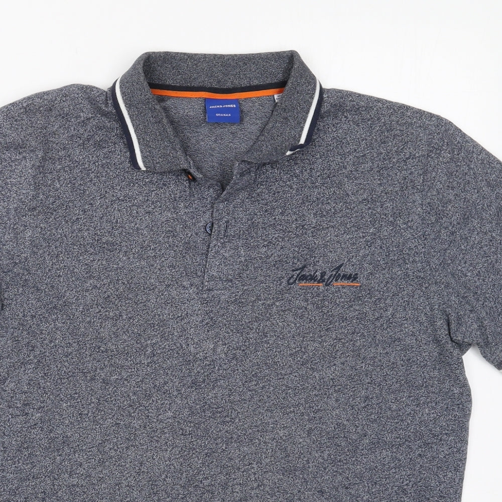 JACK & JONES Mens Blue  Cotton  Polo Size M Collared Pullover