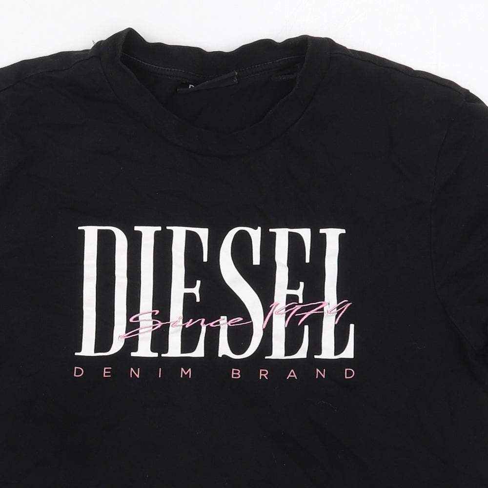 Diesel Womens Black  Cotton Basic T-Shirt Size M Crew Neck