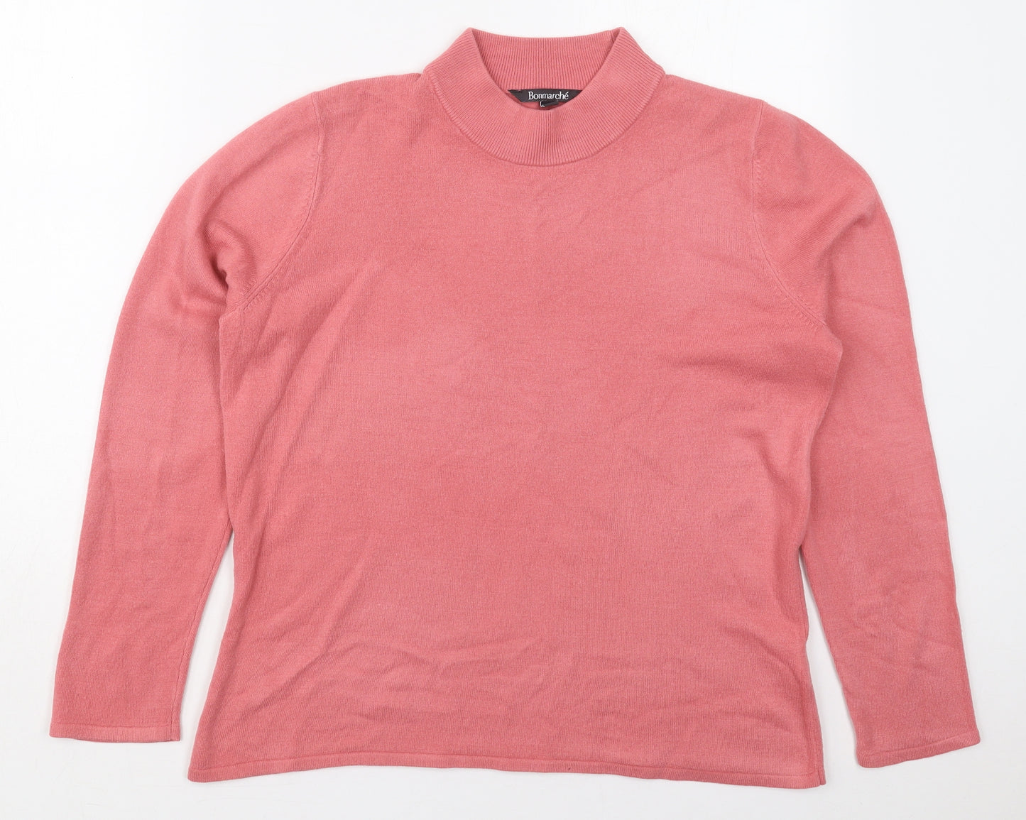 Bonmarché Womens Pink Crew Neck  Acrylic Pullover Jumper Size 16